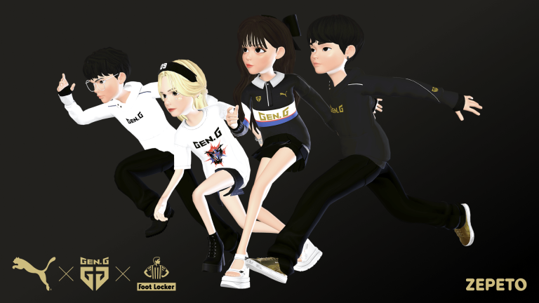 ZEPETO characters wearing PUMA x Gen.G streetwear-inspired collection