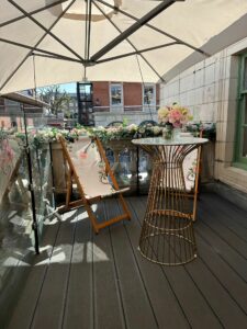 luxury terrace flowers pink chair london pr