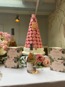 ladurée pink macaron tower rosé flowers london pr