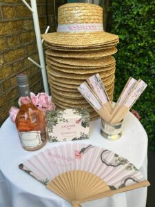 straw hats pink fan macarons luxury london pr