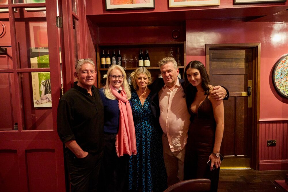 Gabrielle Shaw with Lucy and Peter Hagerty, founders of La Bougie with daughter Tabitha and painter Philip Gray